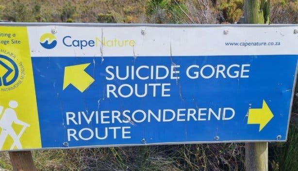 Suicide Gorge - sign