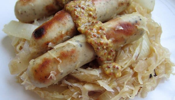 Bratwurst and saurkraut