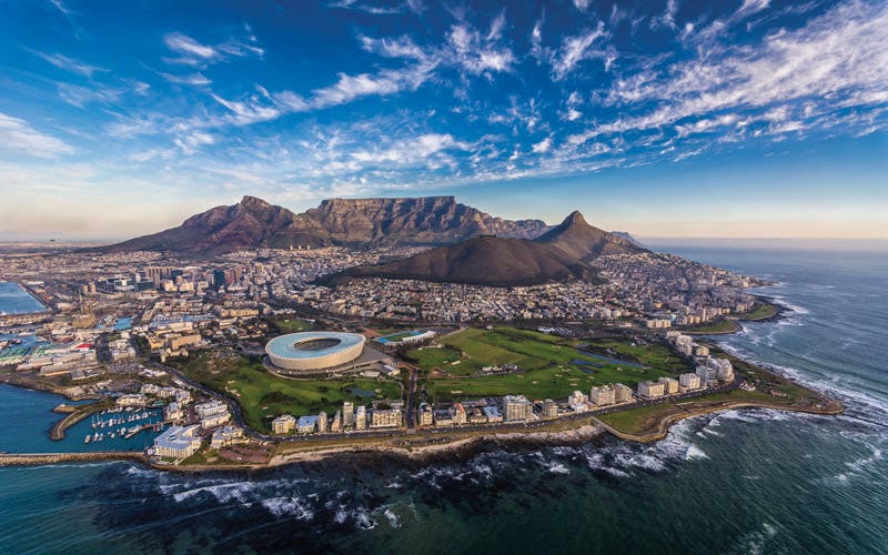 cape town view harbour from the air