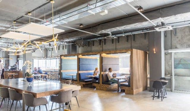 high tech and flexible shared office space with rooftop bar